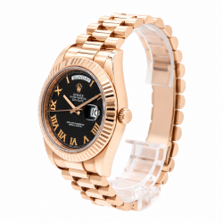Rolex Day-Date II 41MM 218235 18Kt Everose Gold Black Dial Watch